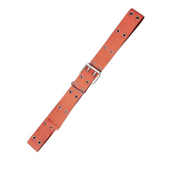 Punk Canvas Double Grommet Holes Belt 2-Row Studded Women Men Waist‎ Strap - Picture 1 of 5